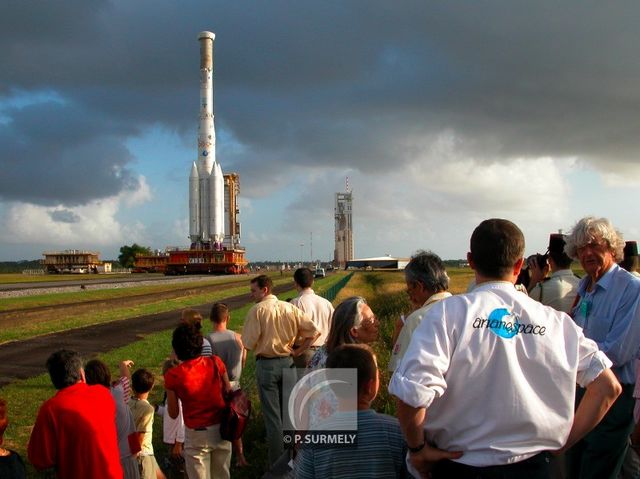 Ariane 4 V159
dernire Ariane 4, pendant le transfert
Mots-clés: Guyane;Amrique;Kourou;Centre Spatial;Ariane;fuse